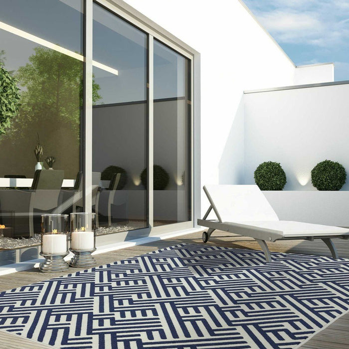 Antibes AN04 Blue White Linear Rug