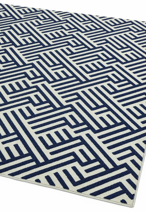 Antibes AN04 Blue White Linear Rug