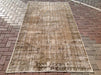 Antique 254cm x 143cm Brown Oushak Hand Knotted Rug