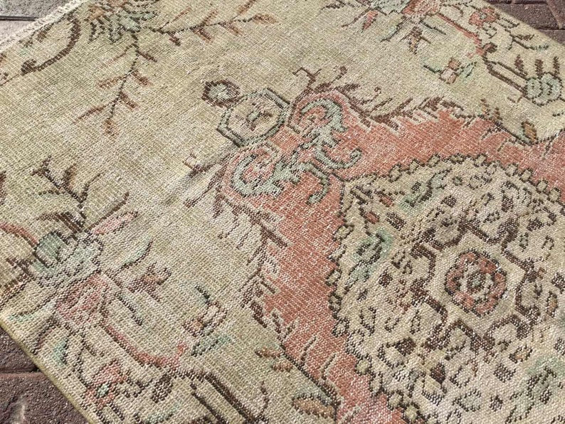 Antique Handwoven Oushak Rug 219cm x 136cm Unique Design