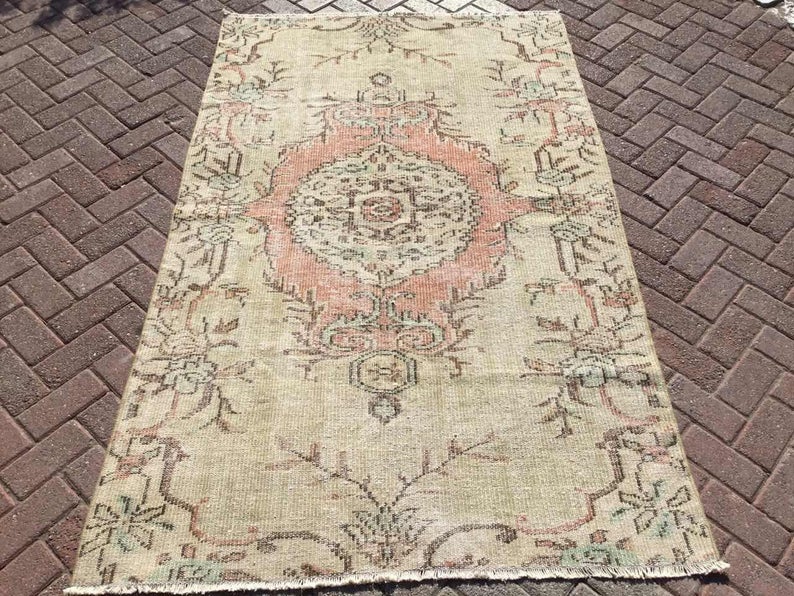 Antique Handwoven Oushak Rug 219cm x 136cm Unique Design