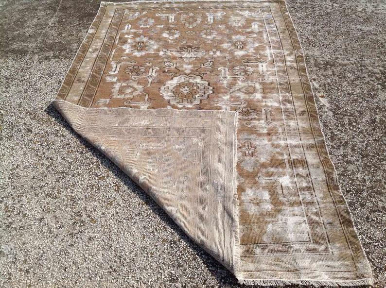 Antique Turkish Oushak Hand Knotted Area Rug 203x124 cm