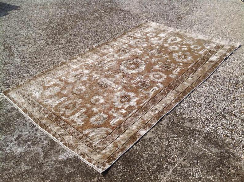 Antique Turkish Oushak Hand Knotted Area Rug 203x124 cm