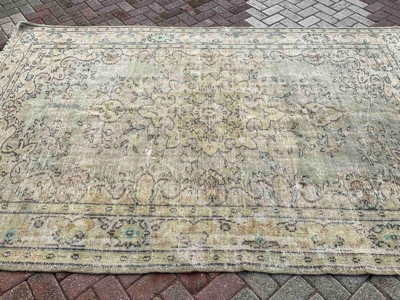 Antique Turkish Oushak Rug 198cm x 96cm Handmade