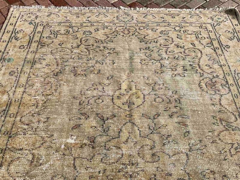 Antique Turkish Oushak Rug 198cm x 96cm Handmade