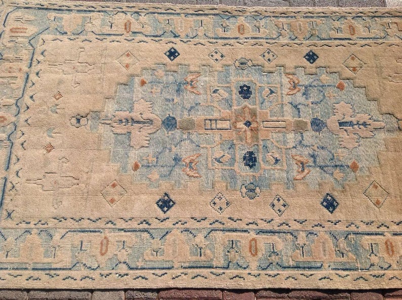 Antique Turkish Oushak Rug 206cm x 114cm Hand Knotted