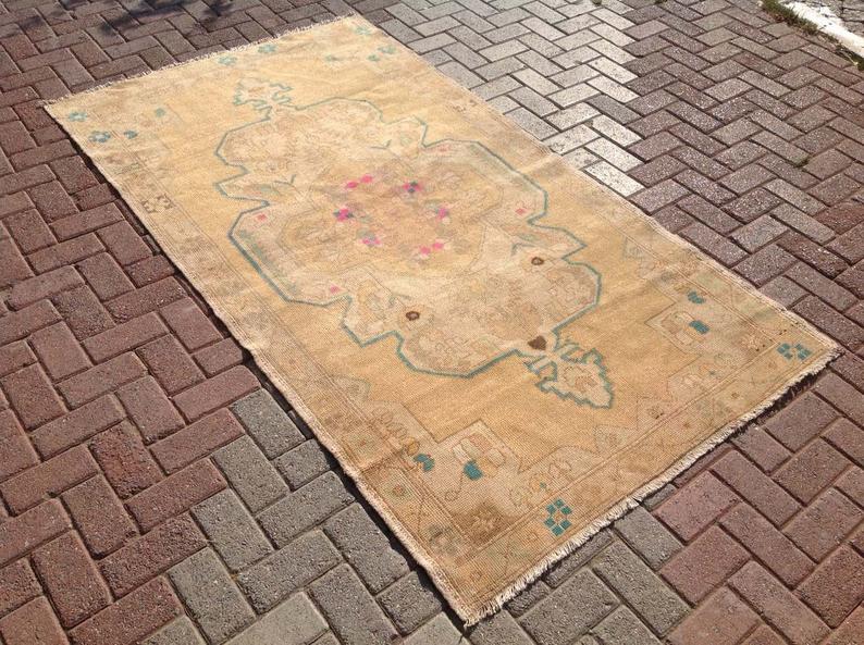 Antique Turkish Oushak Rug 231cm x 127cm Hand Knotted