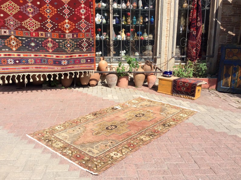 Antique Turkish Oushak Runner Rug 230x120 cm