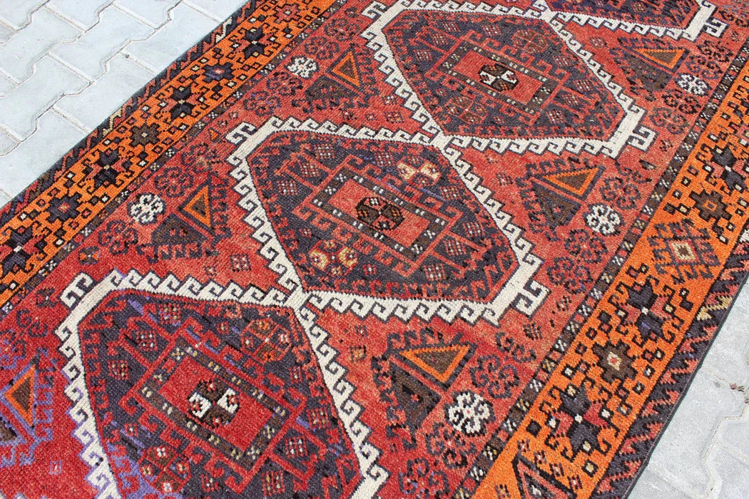 Antique Turkish Runner Rug 262x119 cm Hand Knotted Wool