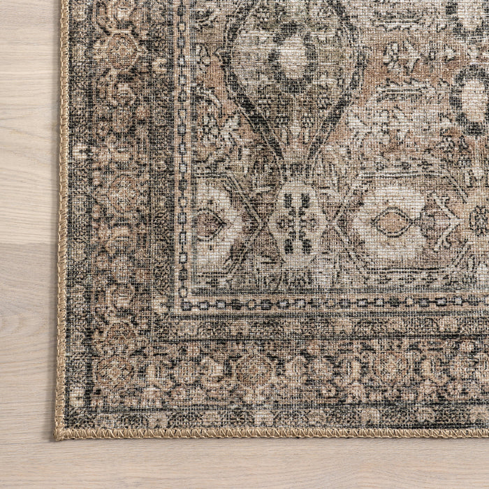 Antiqued Brown Jute-Blend Medallion Rug 160x230 cm