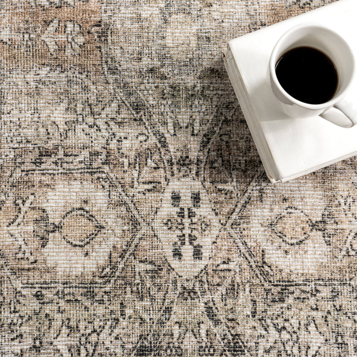 Antiqued Brown Jute-Blend Medallion Rug 160x230 cm