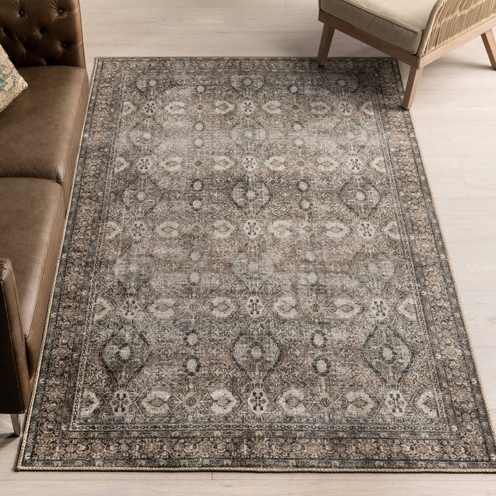 Antiqued Brown Jute-Blend Medallion Rug 160x230 cm