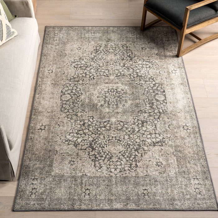 Alfombra envejecida de mezcla de yute 160x230 cm gris