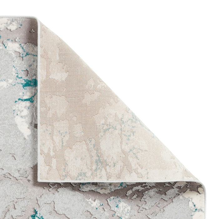 Apollo 2677 Modern Abstract Distressed Marble Metallic Shimmer High-Density Textured Flat Pile Grey/Green/Cream Rug