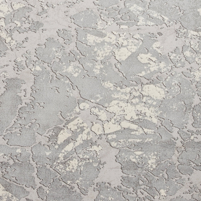 Apollo 2677 Modern Abstract Distressed Marble Metallic Shimmer High-Density Textured Flat Pile Grey/Silver/Ivory Rug