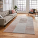 Apollo 2681 Modern Geometric Striped Blocks Distressed Metallic Shimmer High-Density Textured Flat Pile Grey/Rose/Cream Rug