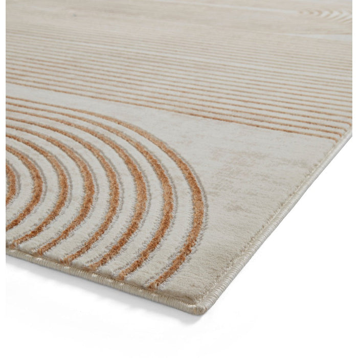 Apollo 2683 Modern Geometric Swirl Distressed Metallic Shimmer High-Density Textured Flat Pile Beige/Grey/Bronze/Terra/Brown/Cream Rug