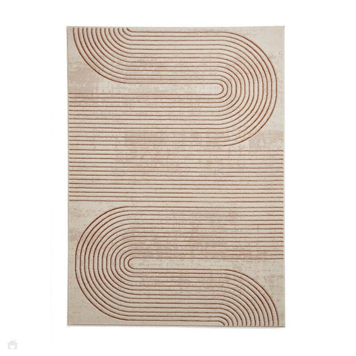 Apollo 2683 Modern Geometric Swirl Distressed Metallic Shimmer High-Density Textured Flat Pile Beige/Grey/Bronze/Terra/Brown/Cream Rug