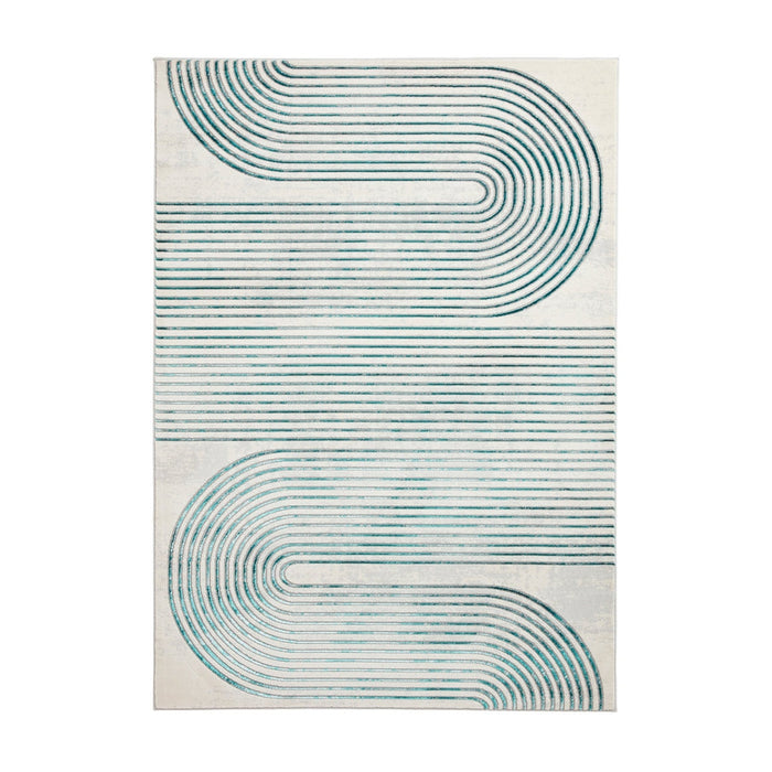 Apollo 2683 Modern Geometric Swirl Distressed Metallic Shimmer High-Density Textured Flat Pile Grey/Green/Cream Rug