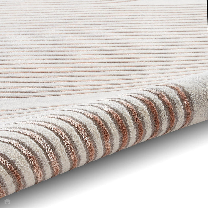 Apollo 2683 Modern Geometric Swirl Distressed Metallic Shimmer High-Density Textured Flat Pile Grey/Rose/Cream Rug