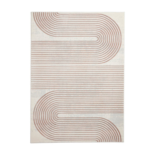 Apollo 2683 Modern Geometric Swirl Distressed Metallic Shimmer High-Density Textured Flat Pile Grey/Rose/Cream Rug