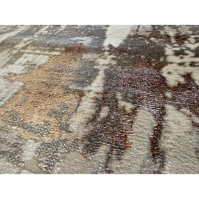 Apollo GR579 Modern Abstract Distressed Metallic Shimmer High-Density Textured Flat Pile Beige/Grey/Bronze/Terra/Brown/Cream Rug