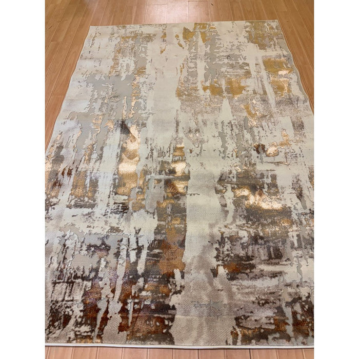 Apollo GR579 Modern Abstract Distressed Metallic Shimmer High-Density Textured Flat Pile Beige/Grey/Bronze/Terra/Brown/Cream Rug