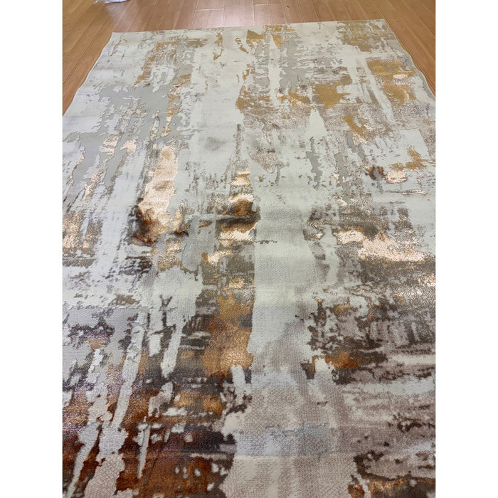 Apollo GR579 Modern Abstract Distressed Metallic Shimmer High-Density Textured Flat Pile Beige/Grey/Bronze/Terra/Brown/Cream Rug