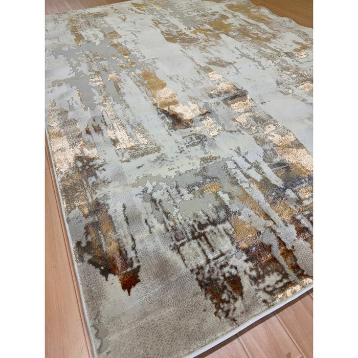 Apollo GR579 Modern Abstract Distressed Metallic Shimmer High-Density Textured Flat Pile Beige/Grey/Bronze/Terra/Brown/Cream Rug