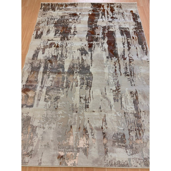 Apollo GR579 Modern Abstract Distressed Metallic Shimmer High-Density Textured Flat Pile Beige/Grey/Bronze/Terra/Brown/Cream Rug