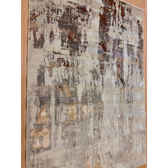 Apollo GR579 Modern Abstract Distressed Metallic Shimmer High-Density Textured Flat Pile Beige/Grey/Bronze/Terra/Brown/Cream Rug