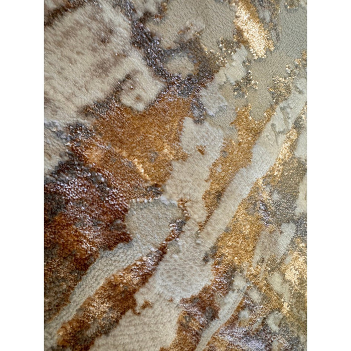 Apollo GR579 Modern Abstract Distressed Metallic Shimmer High-Density Textured Flat Pile Beige/Grey/Bronze/Terra/Brown/Cream Rug