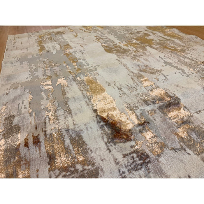 Apollo GR579 Modern Abstract Distressed Metallic Shimmer High-Density Textured Flat Pile Beige/Grey/Bronze/Terra/Brown/Cream Rug