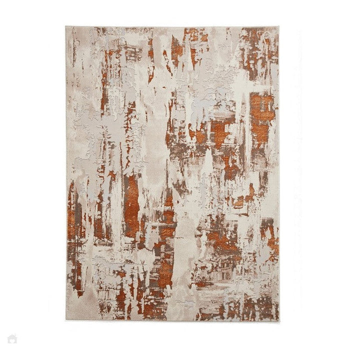 Apollo GR579 Modern Abstract Distressed Metallic Shimmer High-Density Textured Flat Pile Beige/Grey/Bronze/Terra/Brown/Cream Rug