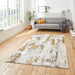 Apollo GR579 Modern Abstract Distressed Metallic Shimmer High-Density Textured Flat Pile Grey/Gold/Cream Rug