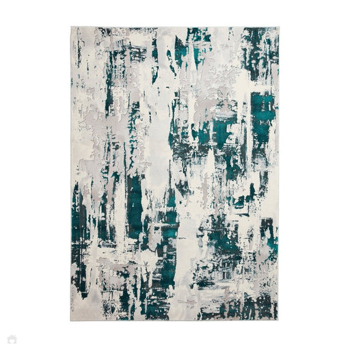 Apollo GR579 Modern Abstract Distressed Metallic Shimmer High-Density Textured Flat Pile Grey/Green/Cream Rug 160 x 220 cm