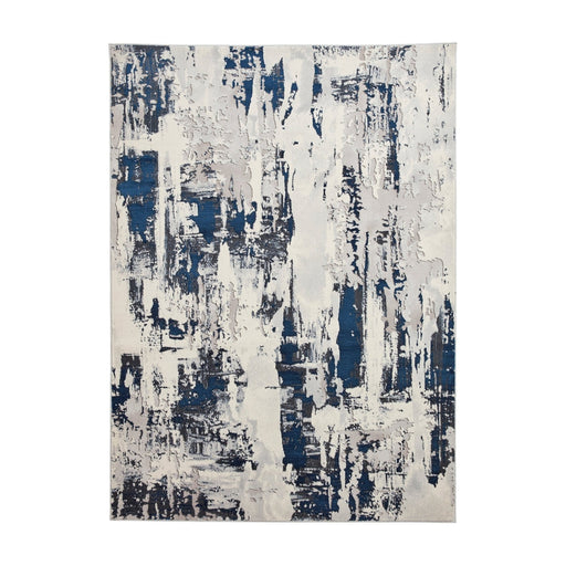 Apollo GR579 Modern Abstract Distressed Metallic Shimmer High-Density Textured Flat Pile Grey/Navy/Cream Rug