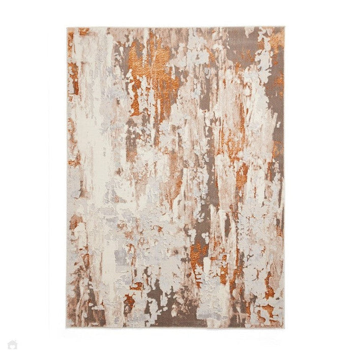 Apollo GR580 Modern Abstract Distressed Metallic Shimmer High-Density Textured Flat Pile Beige/Grey/Bronze/Terra/Brown/Cream Rug