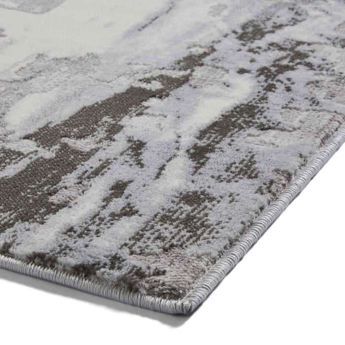 Apollo GR580 Modern Abstract Distressed Metallic Shimmer High-Density Textured Flat Pile Grey/Cream Rug