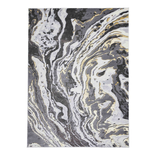 Apollo GR584 Modern Abstract Distressed Marble Metallic Shimmer High-Density Textured Flat Pile Grey/Gold/Cream Rug