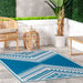 Aqua Aztec Prism Area Rug for Indoor and Outdoor Use