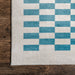 Aqua Checkered Machine Washable Area Rug