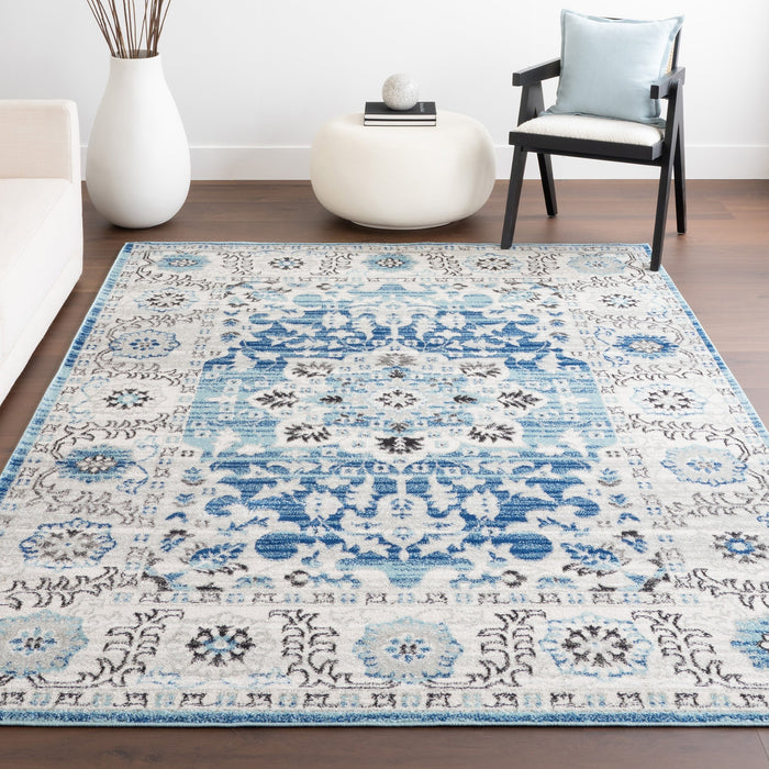 Aqua Floral Medallion Area Rug 150x210 cm