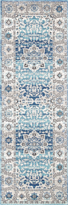 Aqua Floral Medallion Area Rug 150x210 cm