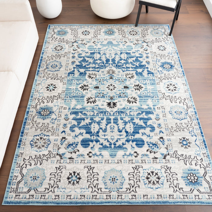 Aqua Floral Medallion Area Rug 160x230 cm