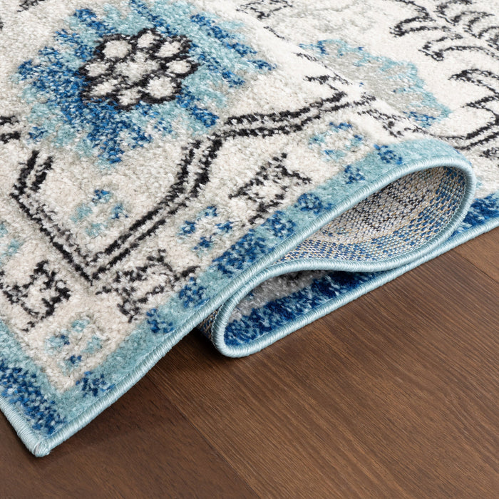 Aqua Floral Medallion Area Rug 160x230 cm