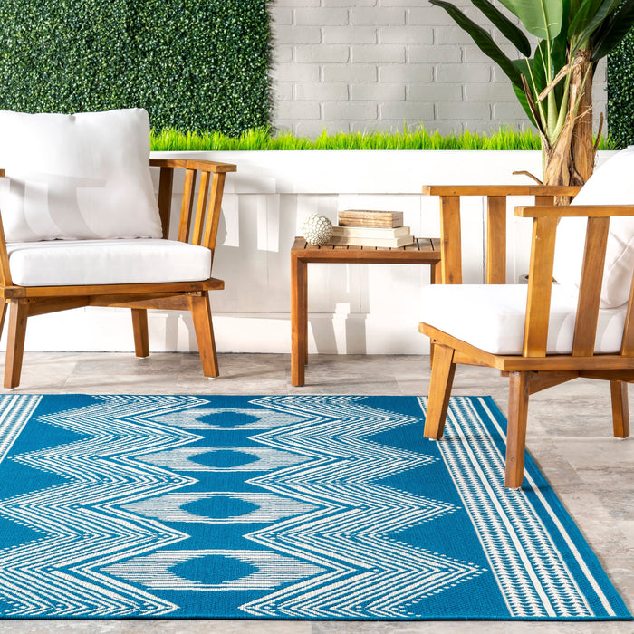 Aqua Indoor Outdoor Flatweave Area Rug 160x230 cm