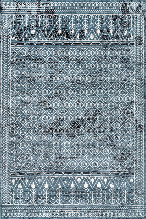 Aqua Machine Washable Stencil Area Rug 140 cm