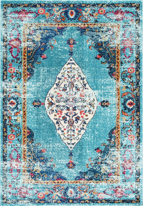 Aqua Oriental Medallion Area Rug 150x230 cm