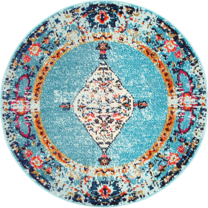 Aqua Oriental Medallion Area Rug 160 cm